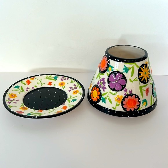 Yankee Candle Noelle Dahlen Boho Floral Large Ceramic Candle Shade & Base Plate - Picture 2 of 11
